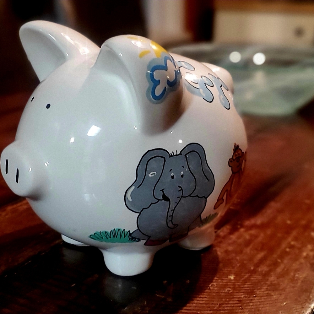 Hand Painted Piggy Bank - Grayson